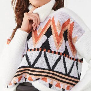 NWT Forever 21 Fuzzy Geo Turtleneck